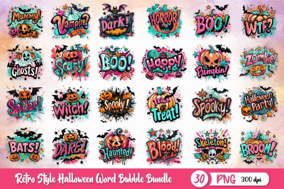Halloween Word Bubble FREE Bundle