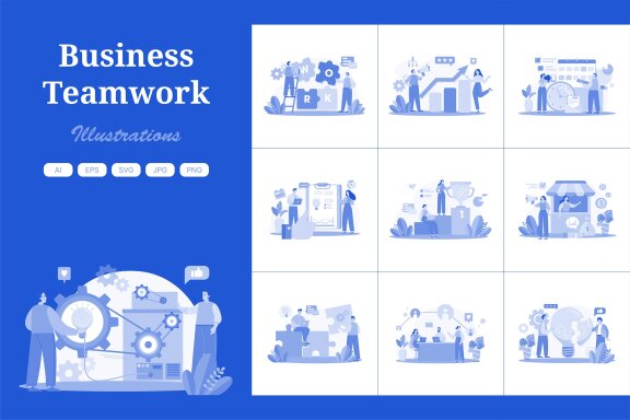 M643_Business Teamwork FREE Illustration Pack