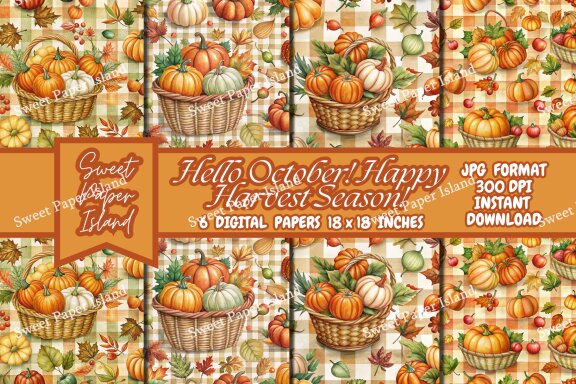 6 FREE Digital Papers - Happy Harvest Season!