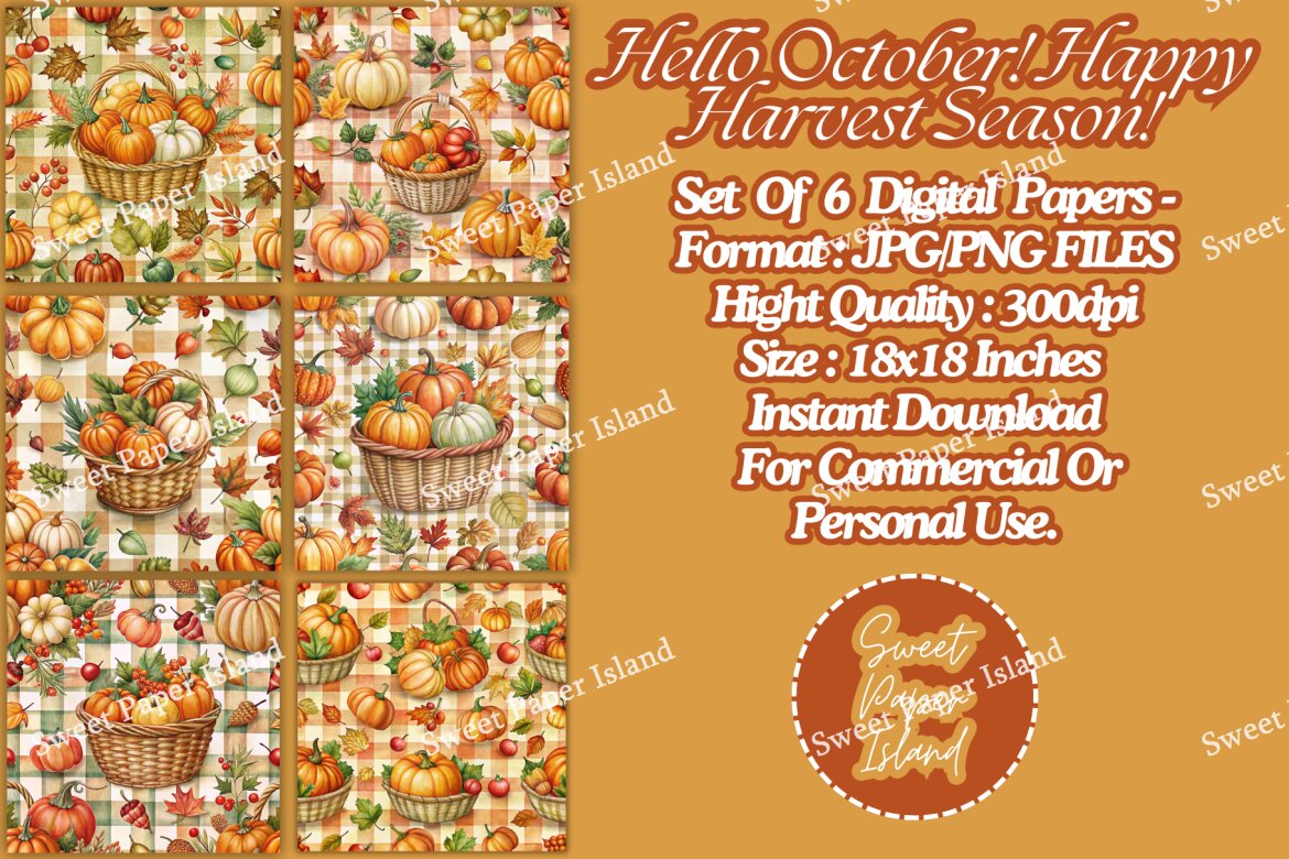 6 FREE Digital Papers - Happy Harvest Season! alternate