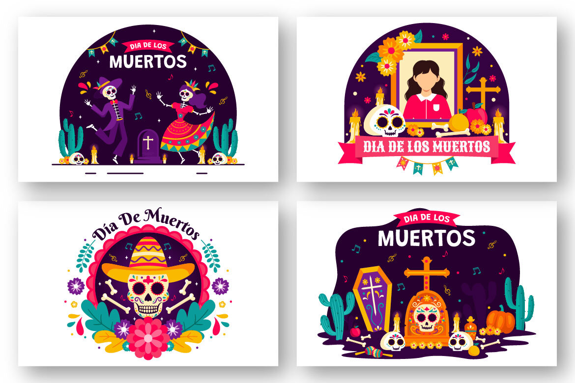 13 Dia de Muertos FREE Illustrations alternate
