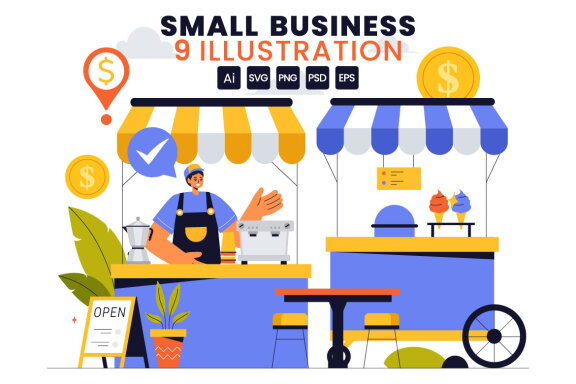 9 Small Business FREE Vector Illustrations