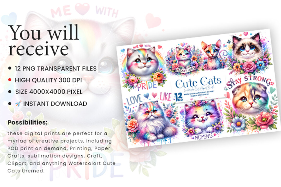 Cute Cat FREE Clipart Bundle - view 5
