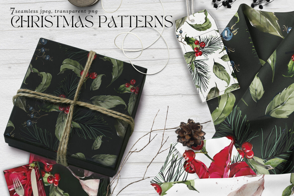 Vintage Christmas Seamless FREE Patterns - view 4