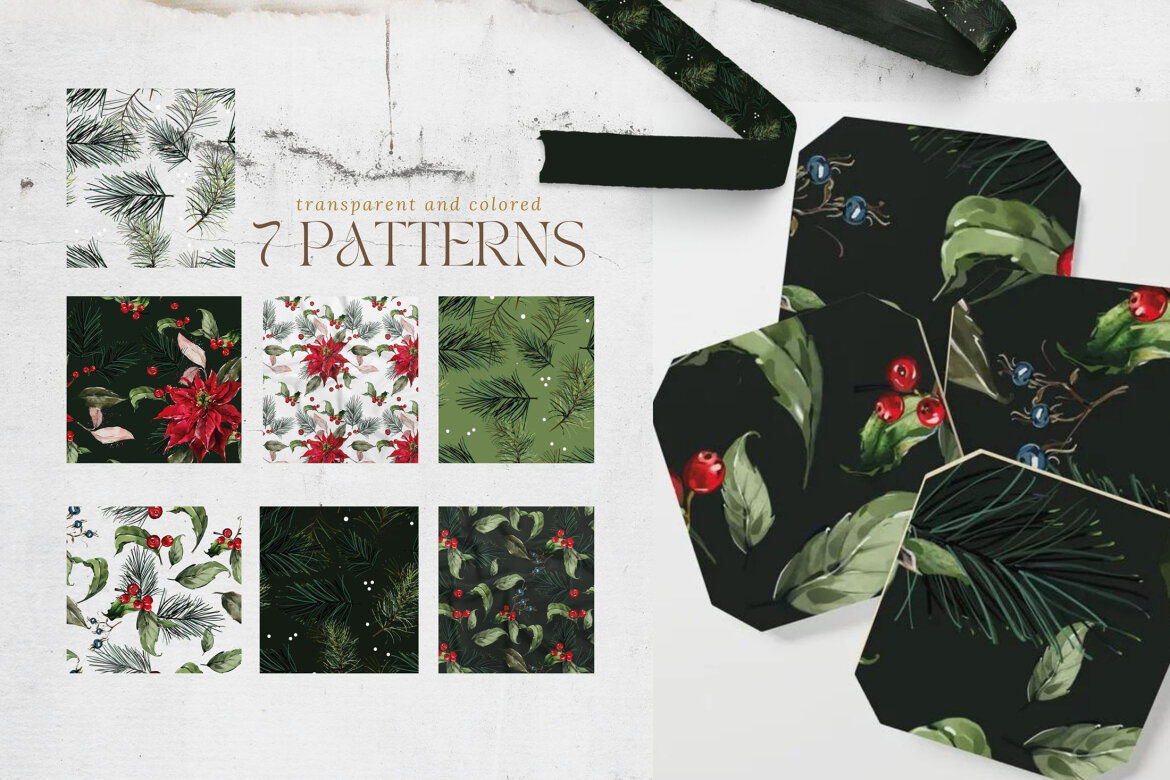 Vintage Christmas Seamless FREE Patterns - view 3