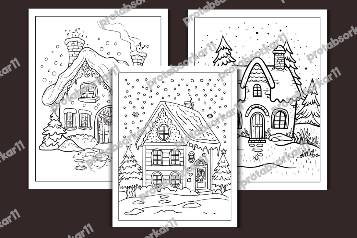 A Cozy Christmas Houses FREE Coloring Pages alt