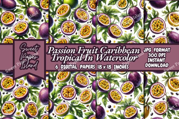 6 FREE Digital Papers - Passion Fruit