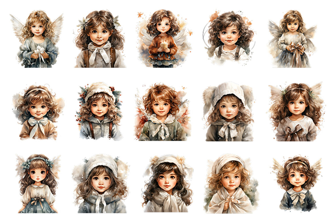 Watercolor Christmas Angel FREE Clipart alternate