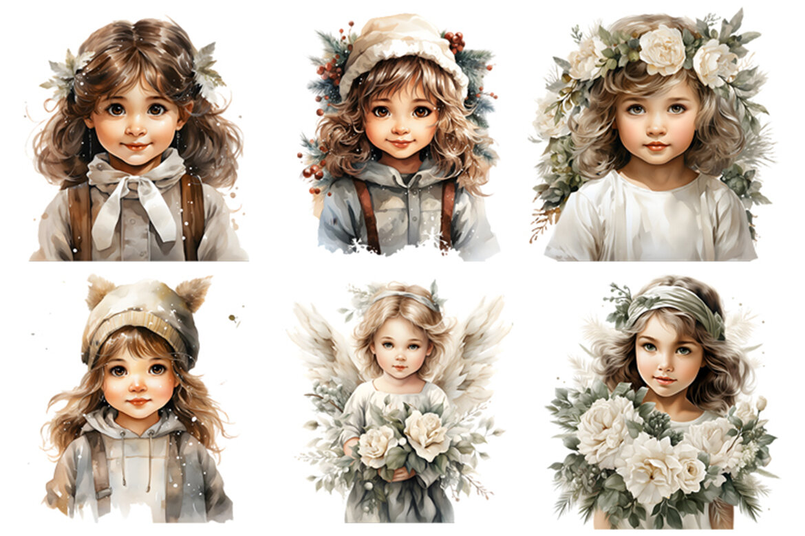 Watercolor Christmas Angel FREE Clipart - view 4