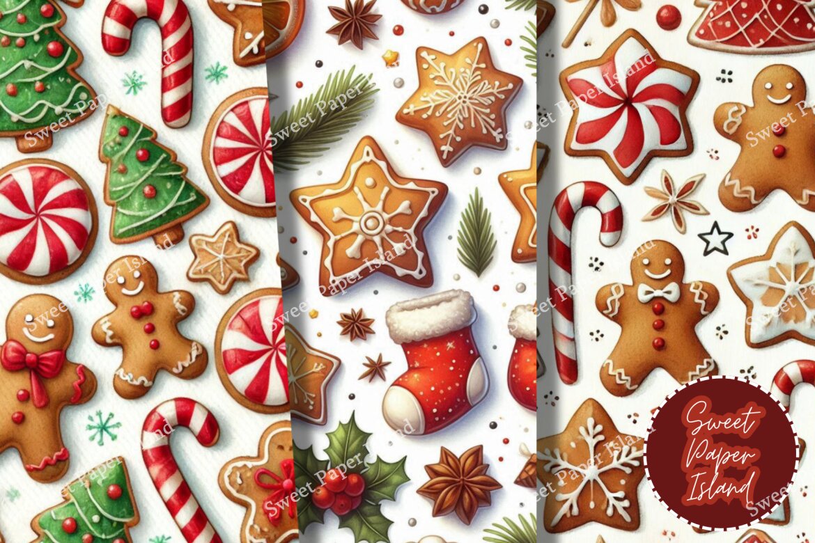 6 FREE Digital Papers - Christmas Cookie Party - view 3