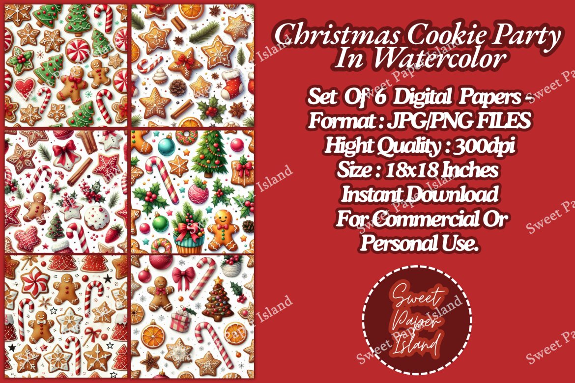 6 FREE Digital Papers - Christmas Cookie Party alternate