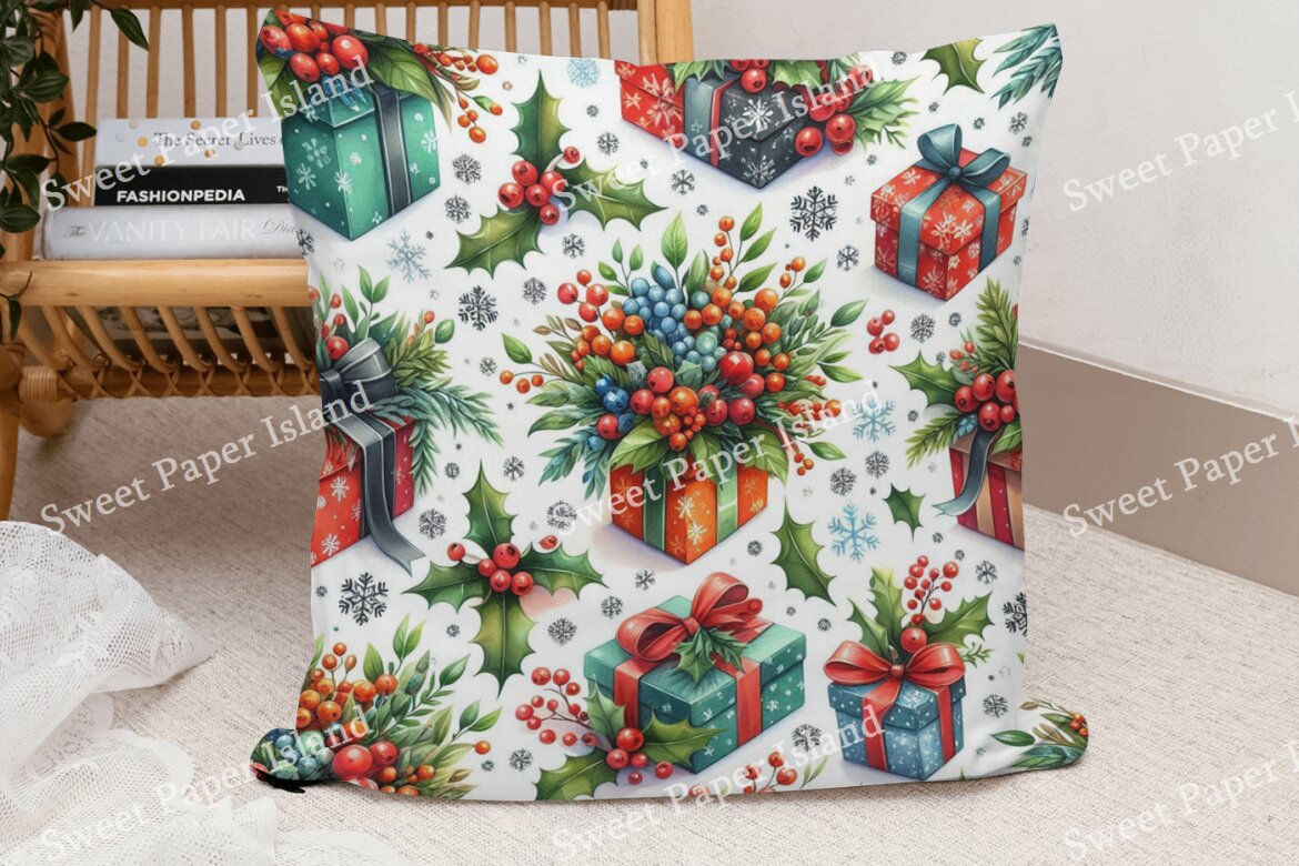 6 FREE Digital Papers - Mistletoes And Christmas Gifts - view 5