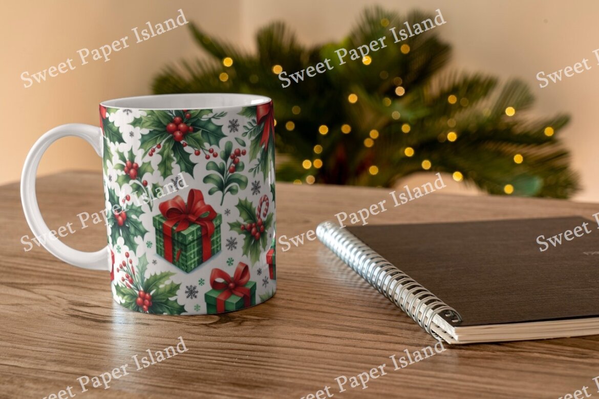 6 FREE Digital Papers - Mistletoes And Christmas Gifts - view 6