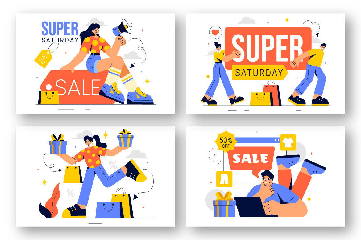 9 FREE Weekend Super Sale Illustrations alternate