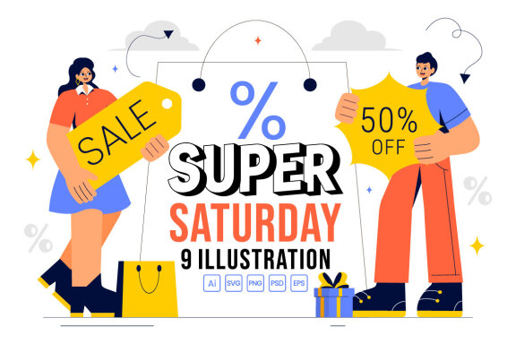 9 FREE Weekend Super Sale Illustrations