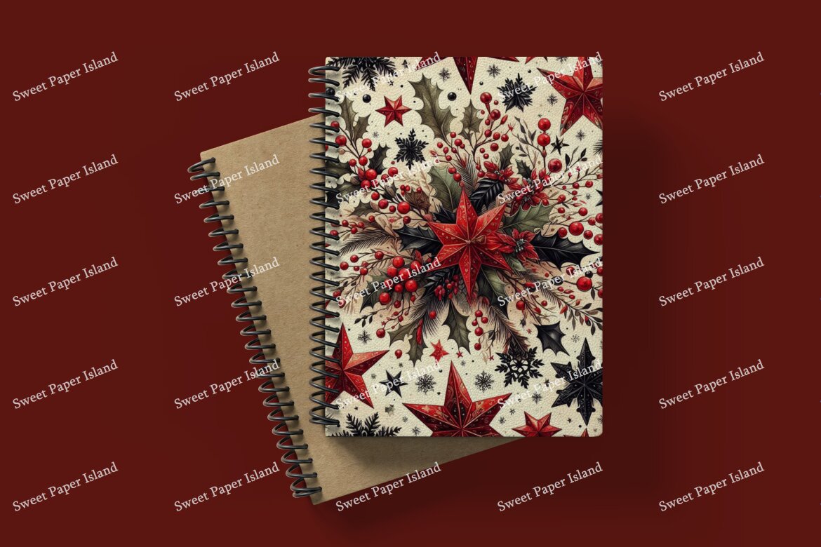 6 FREE Digital Papers - Red Christmas Eve - view 6