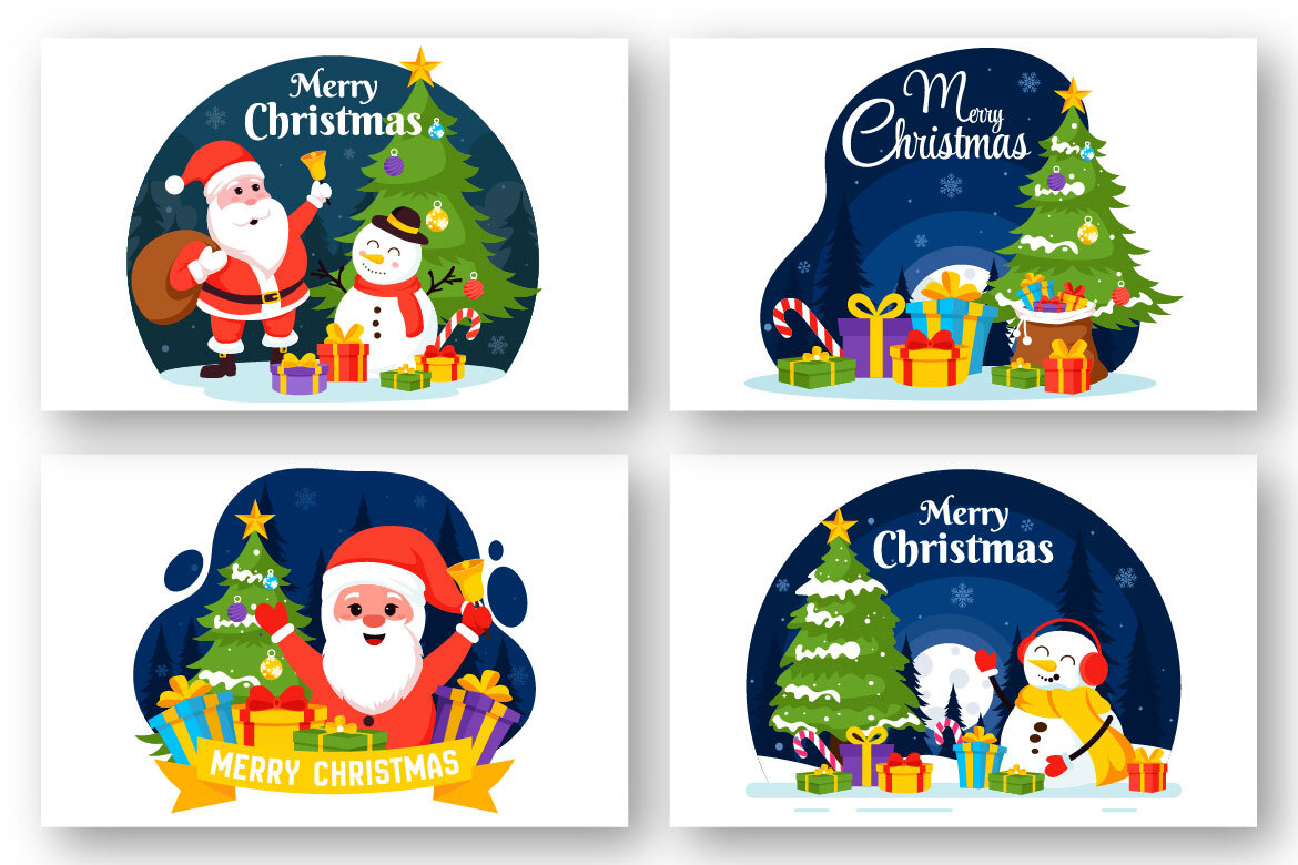 12 FREE Merry Christmas Illustrations alternate