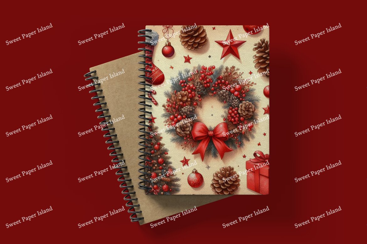 6 Free Digital Papers - Christmas Wreaths - view 9