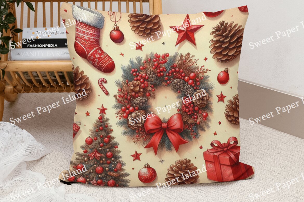 6 Free Digital Papers - Christmas Wreaths - view 5