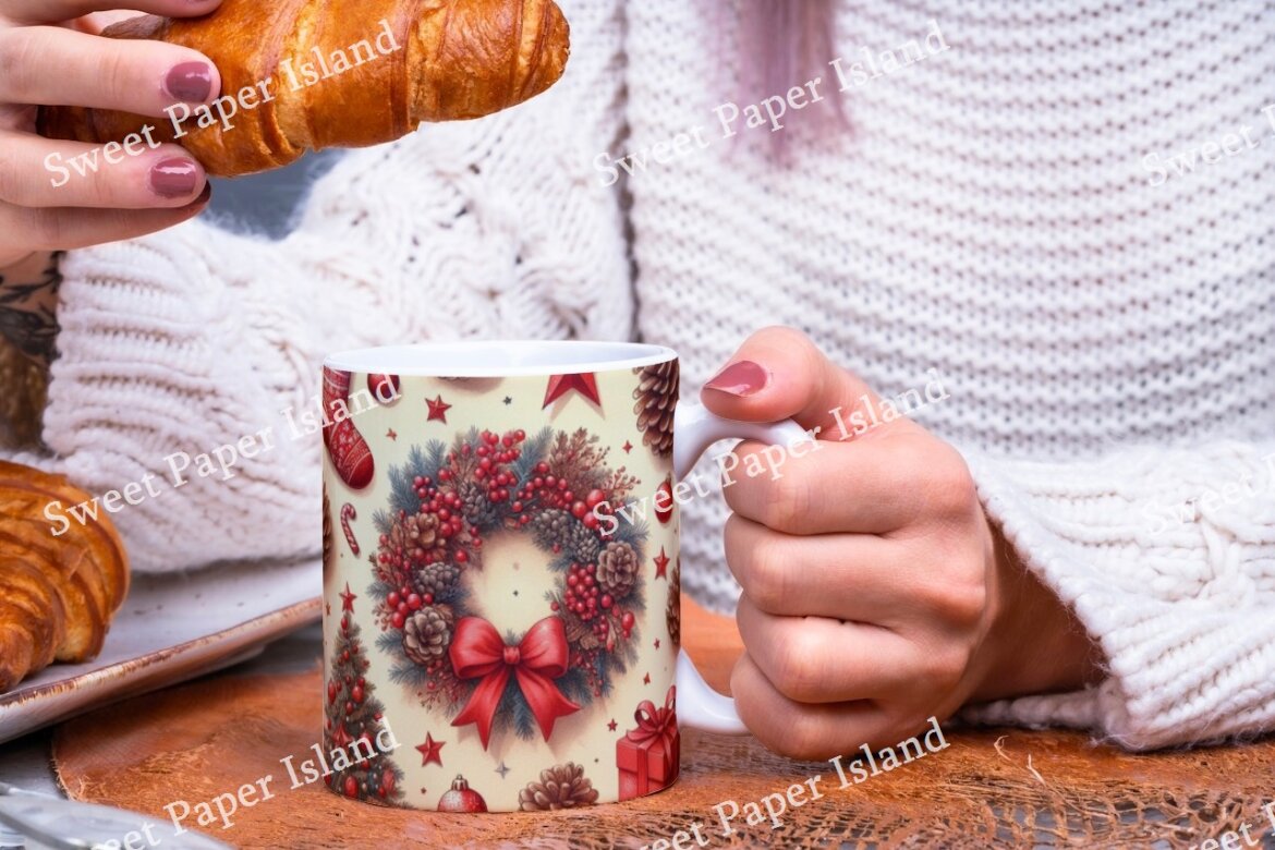 6 Free Digital Papers - Christmas Wreaths alternate