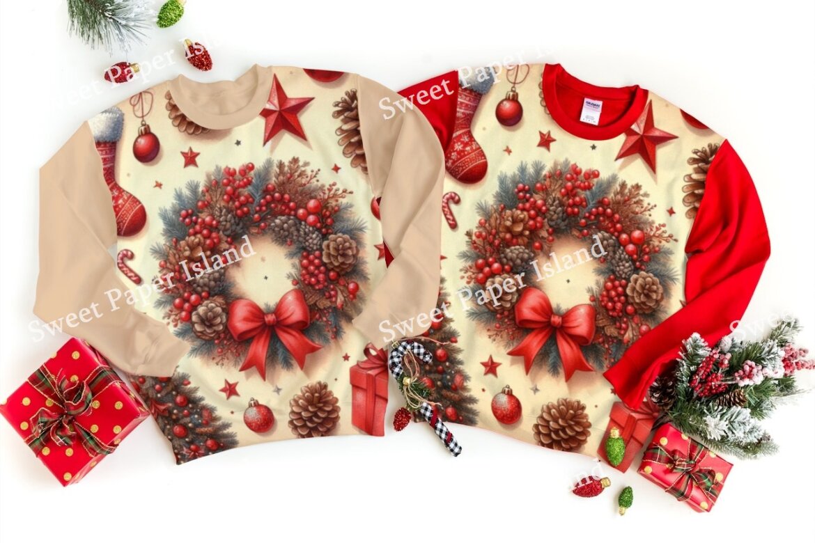 6 Free Digital Papers - Christmas Wreaths - view 7