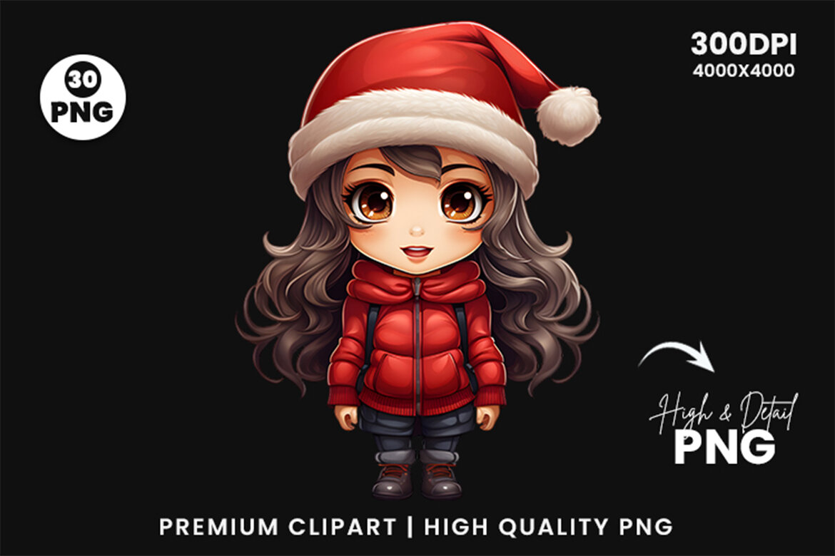 Christmas Girl FREE Clipart PNG Bundle - view 6