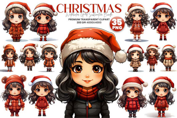 Christmas Girl FREE Clipart PNG Bundle
