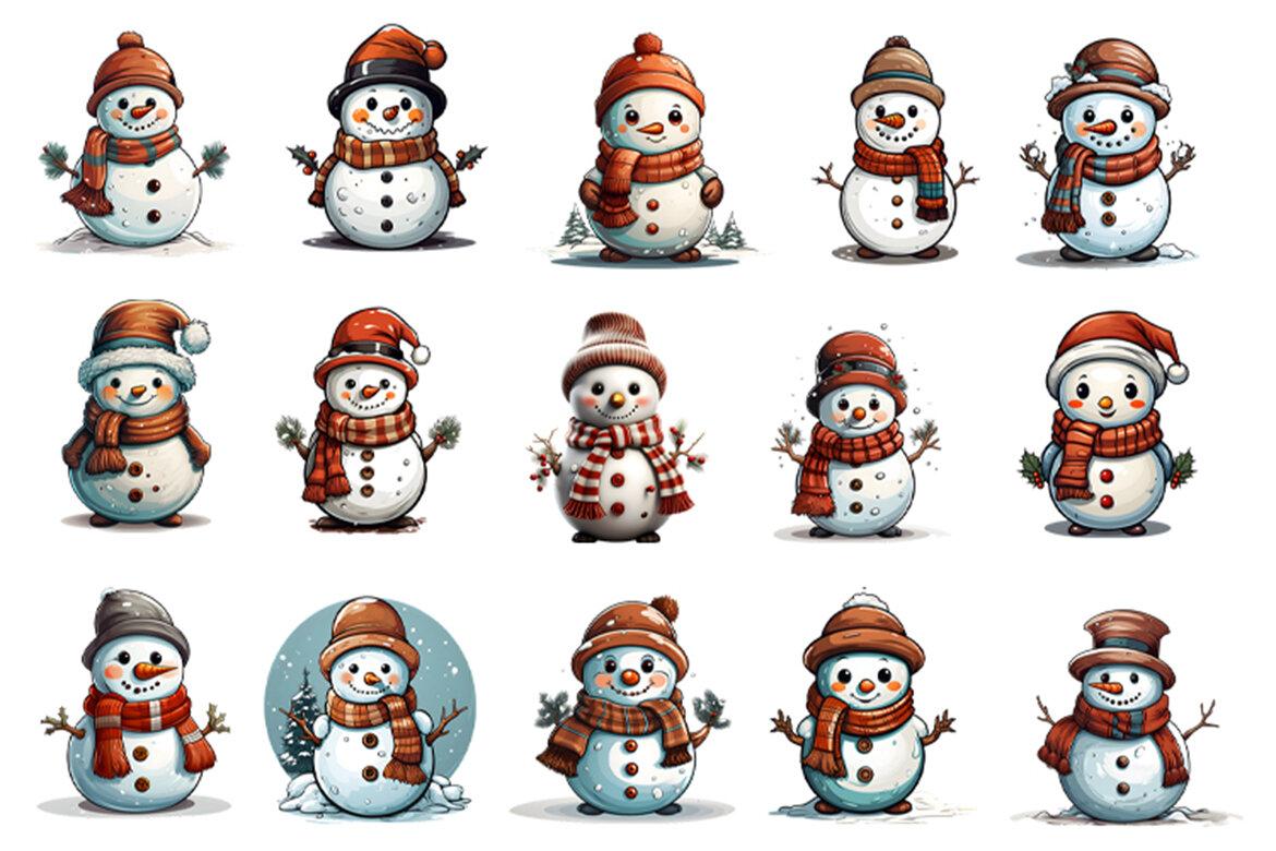 Christmas Snowman FREE Clipart PNG Bundle alternate
