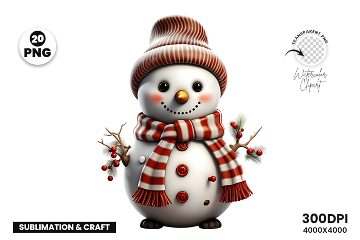 Christmas Snowman FREE Clipart PNG Bundle - view 6