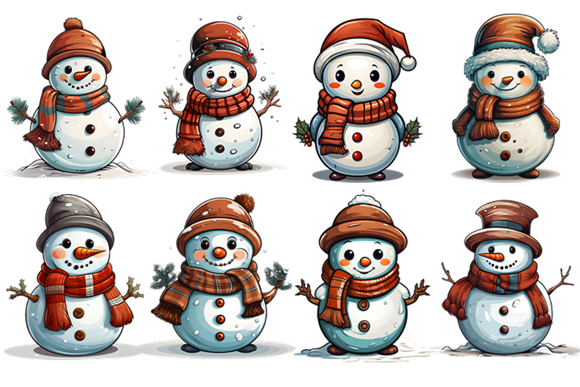 Christmas Snowman FREE Clipart PNG Bundle - view 3