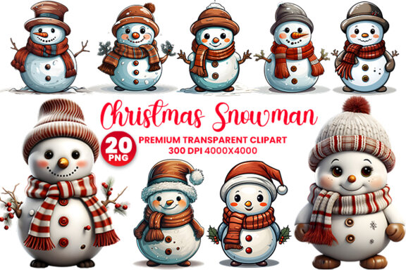 Christmas Snowman FREE Clipart PNG Bundle