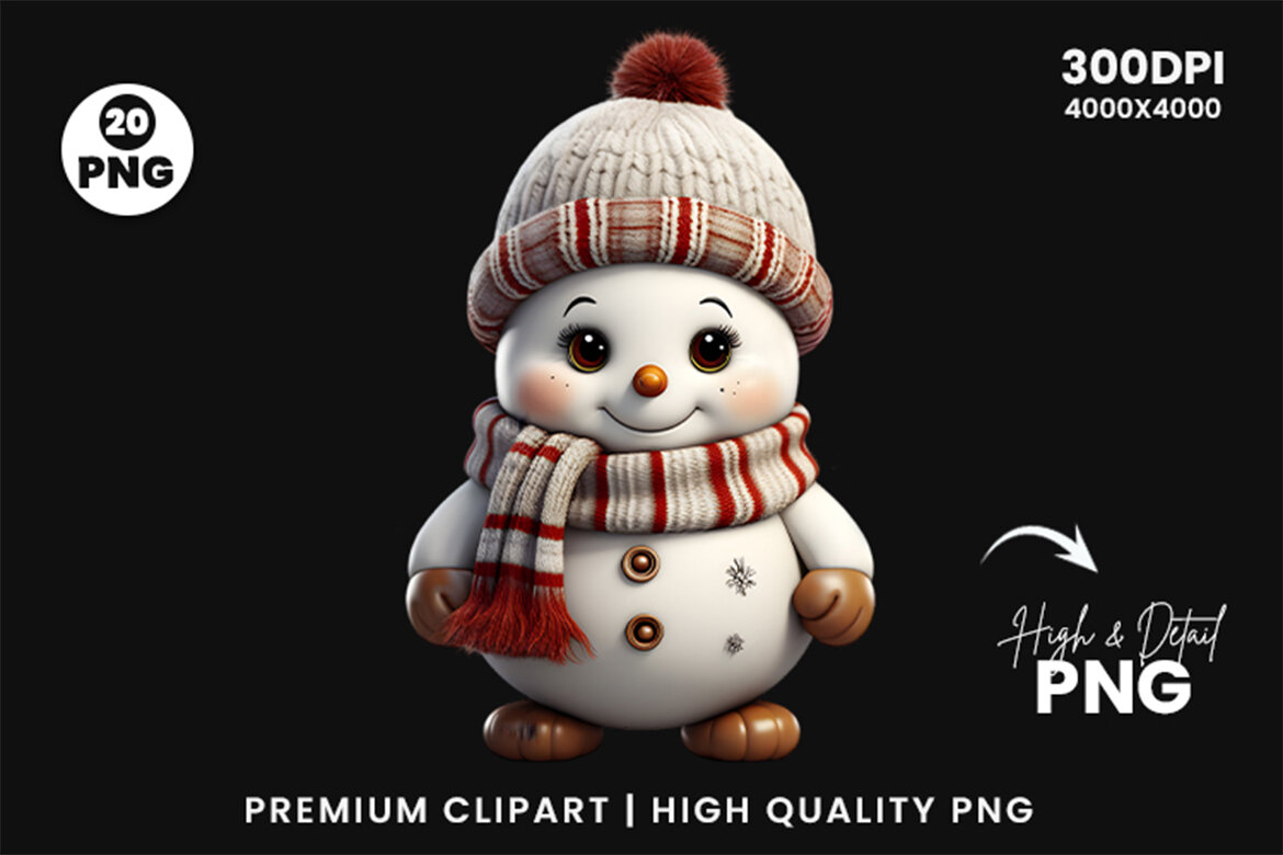 Christmas Snowman FREE Clipart PNG Bundle - view 7