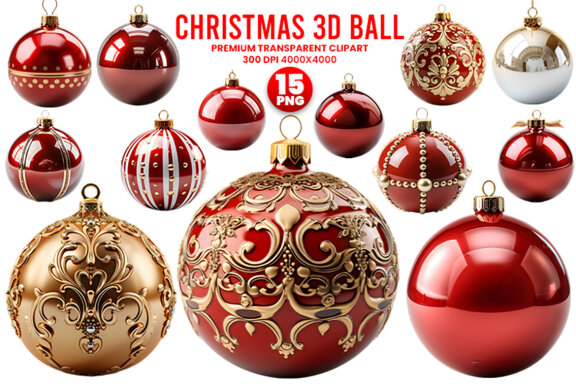 3d Christmas Ball Clipart Free PNG Bundle