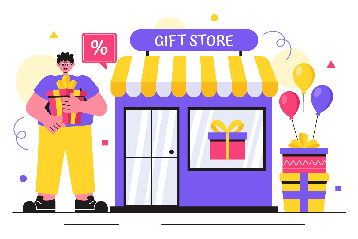 11 Gifts Store FREE Vector Illustrations - view 5