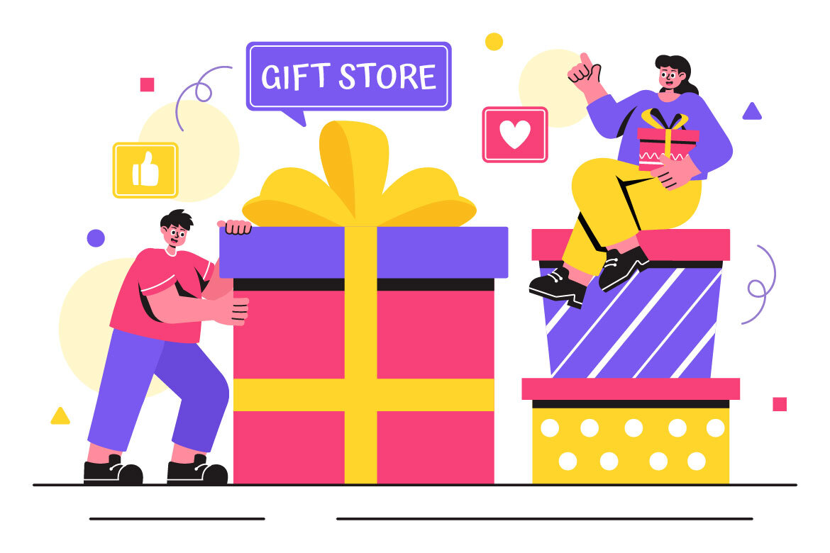 11 Gifts Store FREE Vector Illustrations - view 4