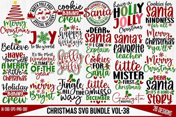 26 Christmas SVG FREE Bundle