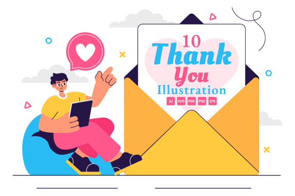 10 Thank You FREE Illustrations - view 4
