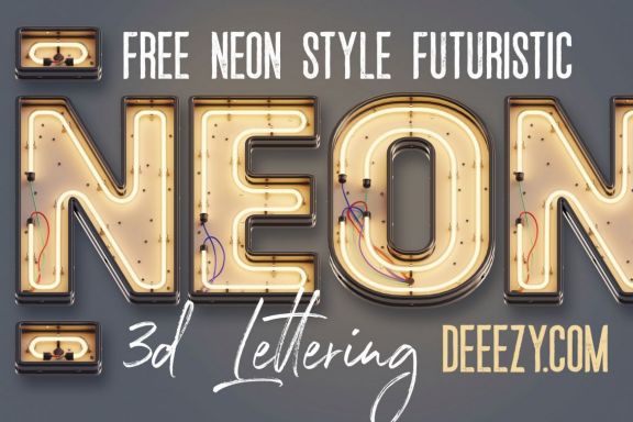 Free Neon 3D Lettering