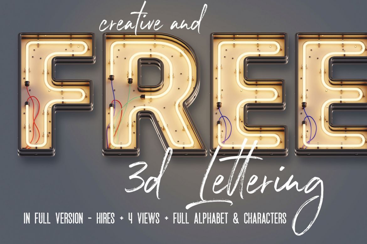 Free Neon 3D Lettering alternate