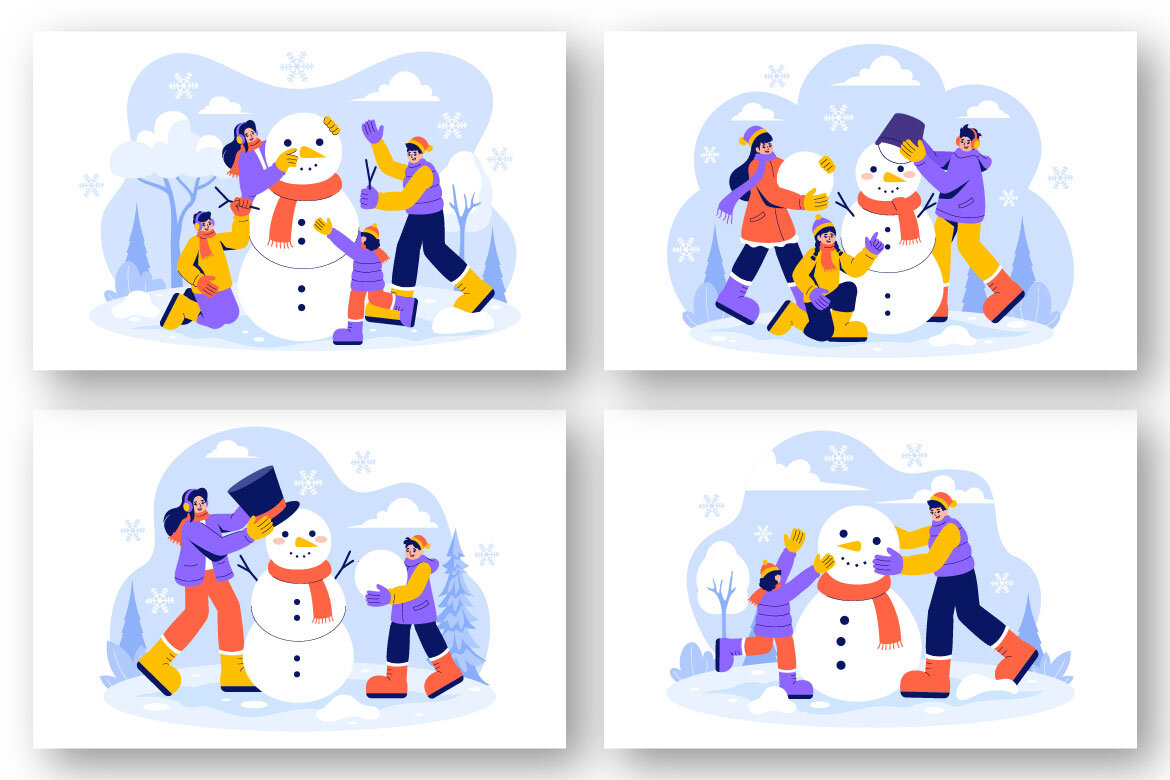 8 FREE Making a Snowman Illustrations - view 3