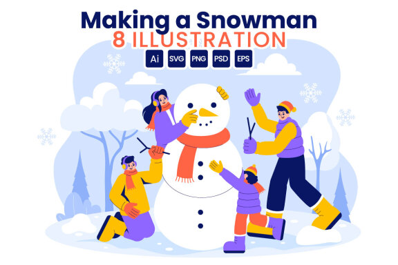 8 FREE Making a Snowman Illustrations