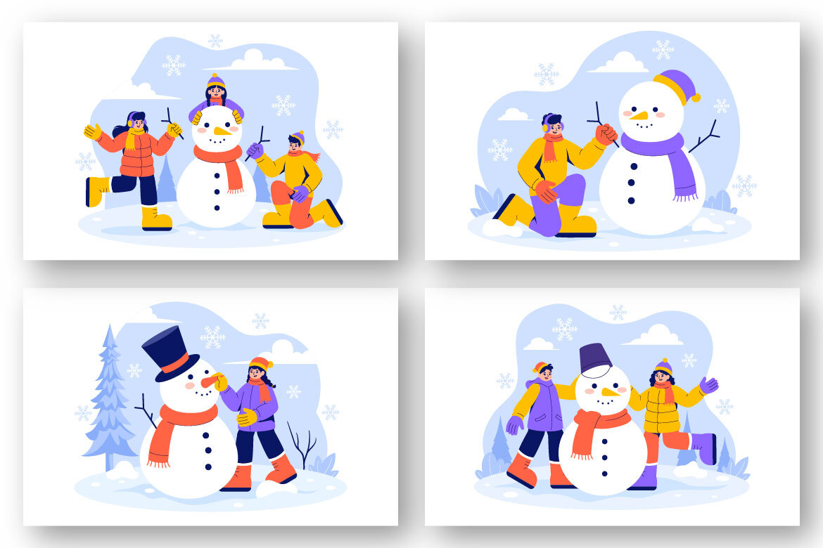 8 FREE Making a Snowman Illustrations alternate