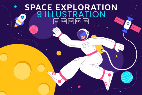 9 Space Exploration FREE Illustrations