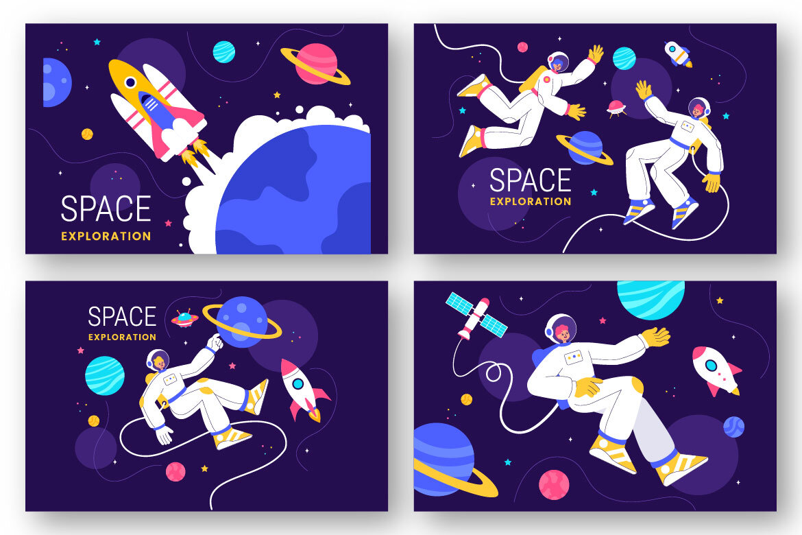 9 Space Exploration FREE Illustrations alternate