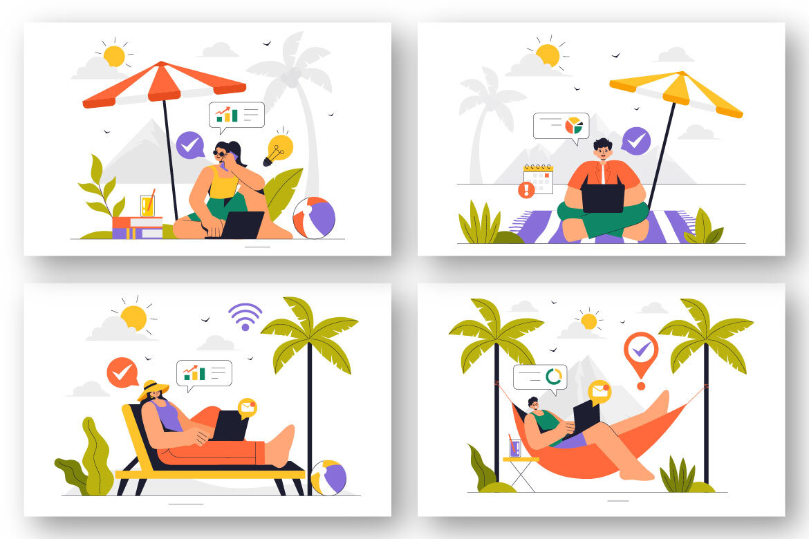 9 Digital Nomad Lifestyle FREE Illustrations alternate