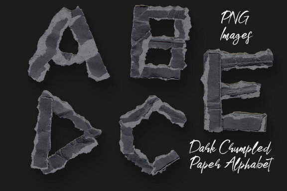 Dark Crumpled Paper FREE Alphabet