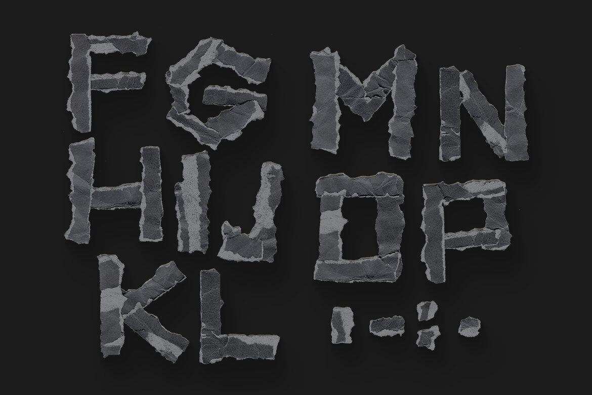 Dark Crumpled Paper FREE Alphabet alternate