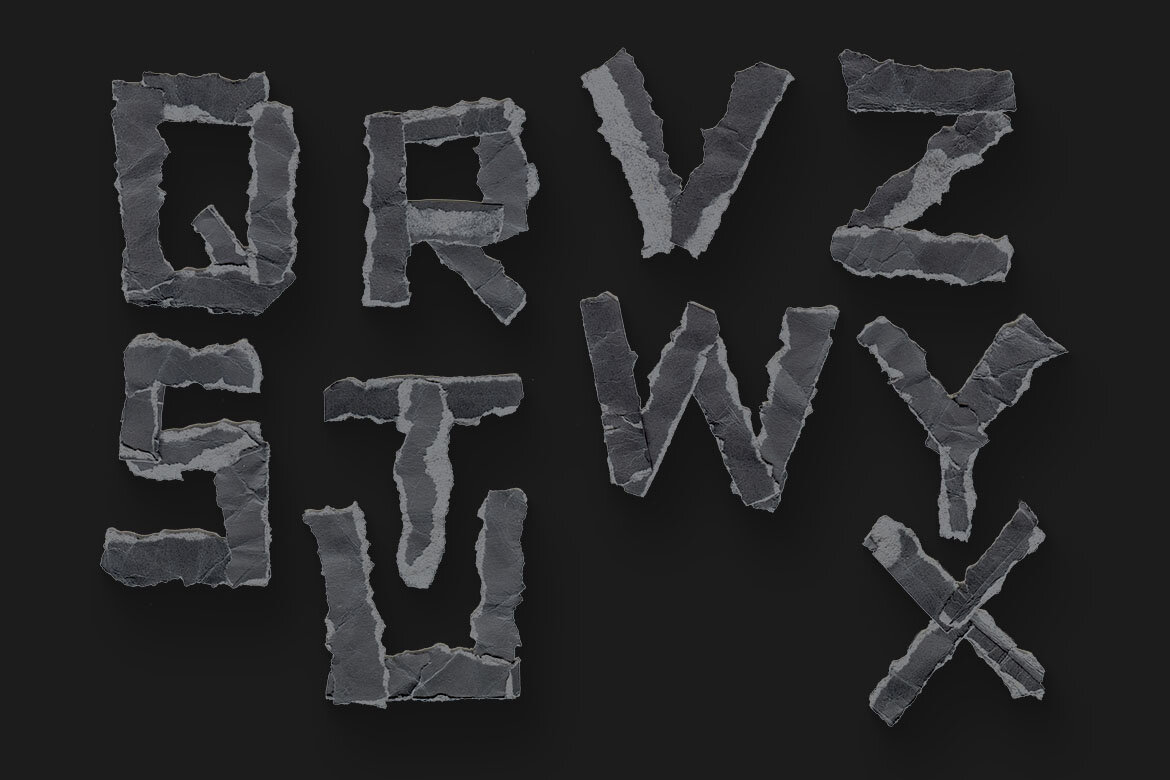 Dark Crumpled Paper FREE Alphabet - view 3