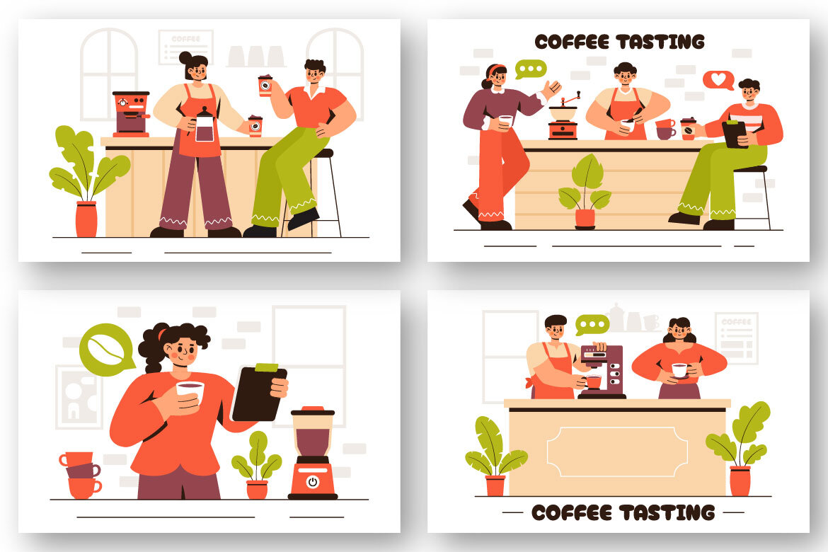 9 Coffee Tasting FREE Illustrations - view 3
