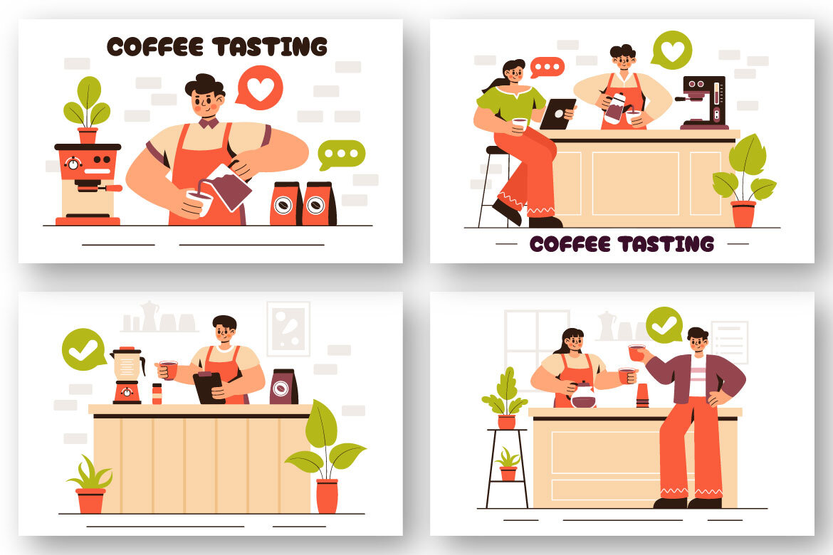 9 Coffee Tasting FREE Illustrations alternate
